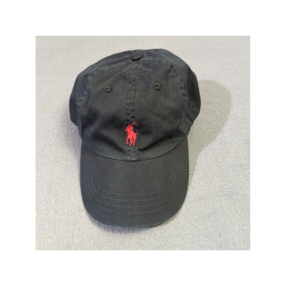 Polo Ralph Lauren Hat Men's OS Black Adjustable Strap Red Pony Preppy Cap